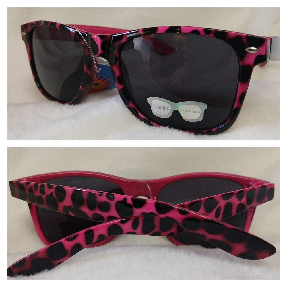 Retro UV 400 Animal Print Sunglasses Hot Pink